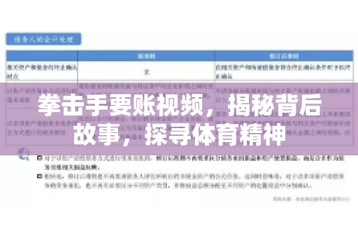 拳击手要账视频，揭秘背后故事，探寻体育精神