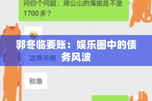 郭冬临要账：娱乐圈中的债务风波