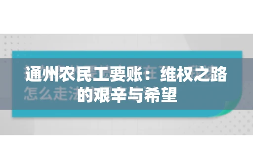 通州农民工要账：维权之路的艰辛与希望